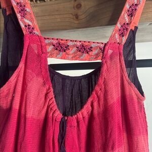 Free People Pink and Coral Striped Tank Top